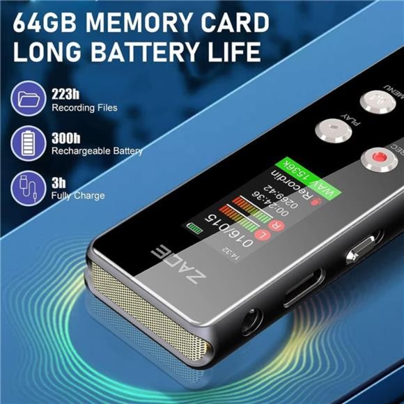 Voice Activated Recorder Spy Digital Audio 64 GB For With MP3 Player - Picture 6 of 6